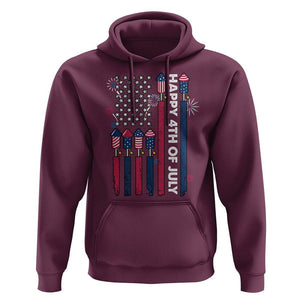 4th of July Hoodie American Flag Firework USA Party Independence Day TS02 Maroon Print Your Wear