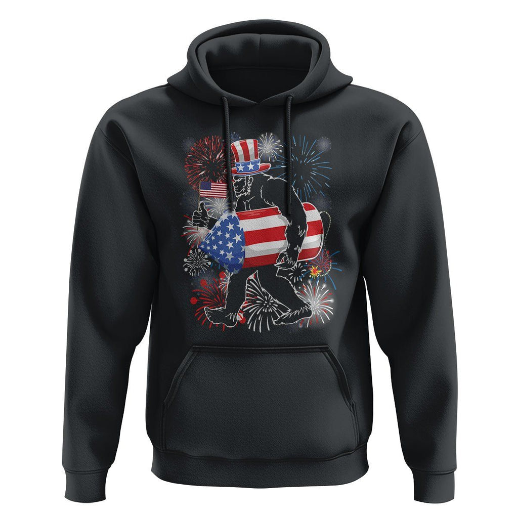 4th Of July Hoodie Bigfoot Fireworks Sasquatch American Flag TS09 Black Print Your Wear