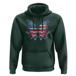 4th Of July Hoodie Butterfly Patriotic Peace Signs TS09 Dark Forest Green Print Your Wear