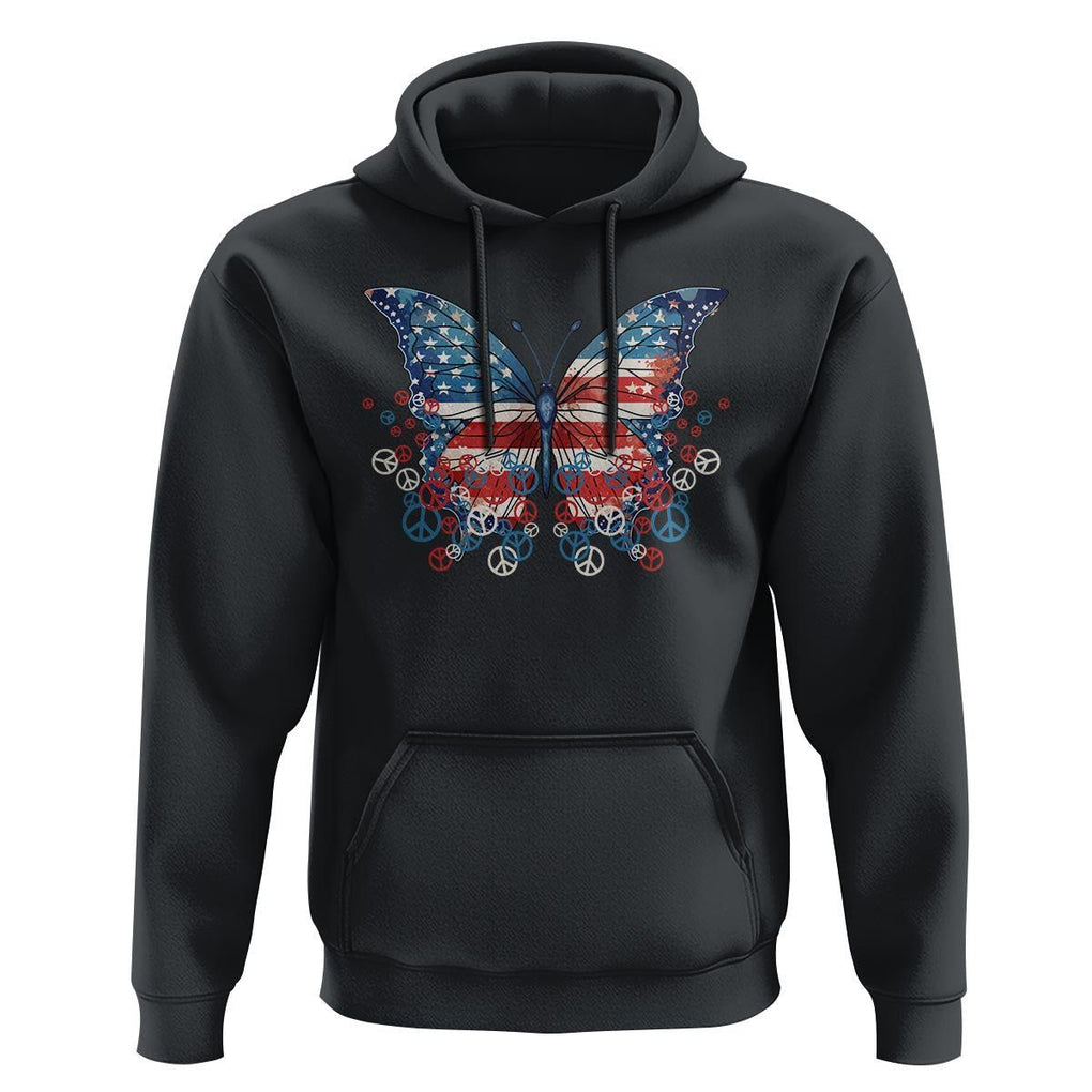 4th Of July Hoodie Butterfly Patriotic Peace Signs TS09 Black Print Your Wear