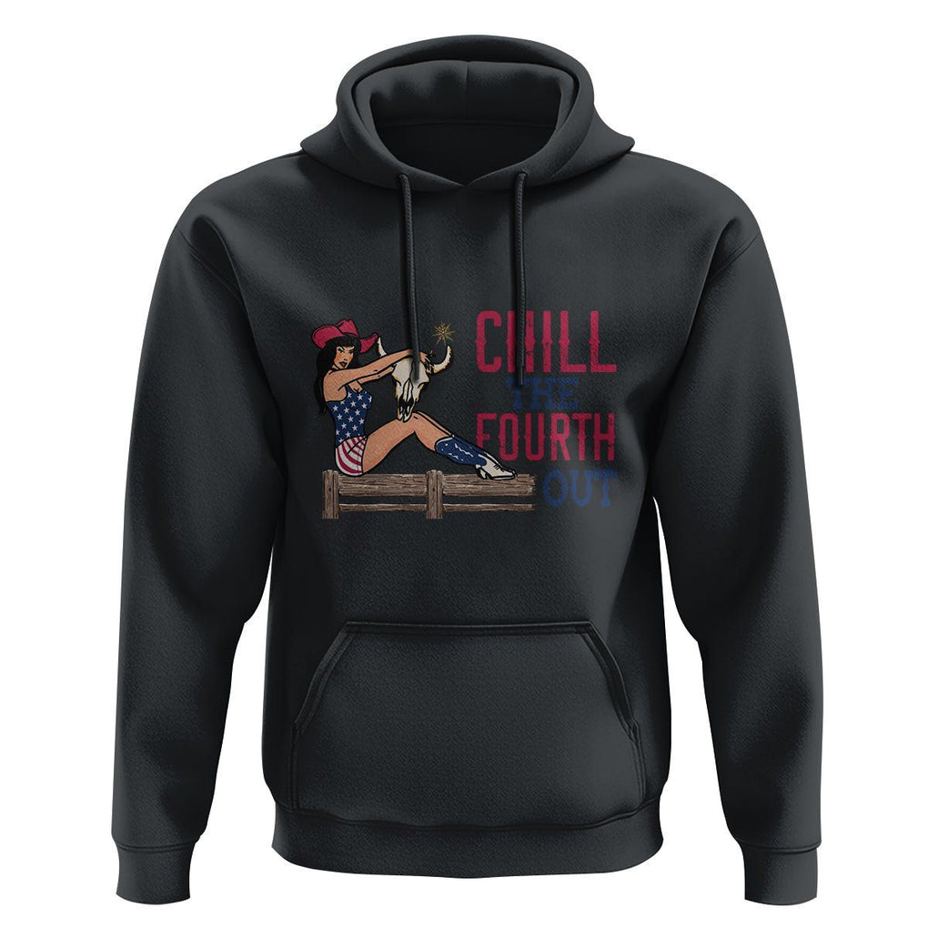 4th Of July Hoodie Chill The Fourth Out American Pin-up Girl TS09 Black Print Your Wear