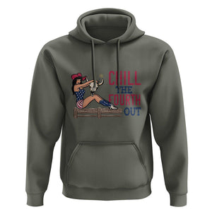 4th Of July Hoodie Chill The Fourth Out American Pin-up Girl TS09 Military Green Print Your Wear