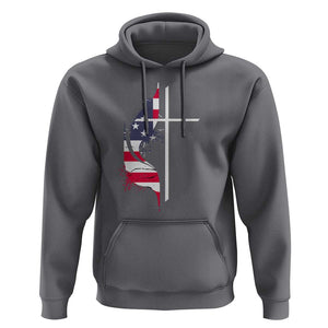 4th Of July Hoodie Christian Faith USA Flag Cross TS11 Charcoal Print Your Wear