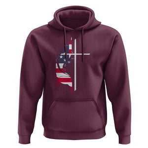 4th Of July Hoodie Christian Faith USA Flag Cross TS11 Maroon Print Your Wear