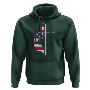 4th Of July Hoodie Christian Faith USA Flag Cross TS11 Dark Forest Green Print Your Wear