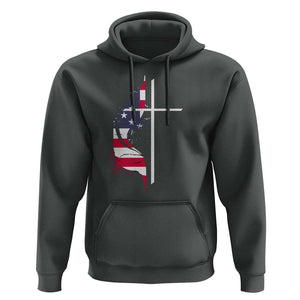 4th Of July Hoodie Christian Faith USA Flag Cross TS11 Dark Heather Print Your Wear