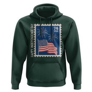 4th Of July Hoodie Happy Independence Day Stamp USA Flag TS11 Dark Forest Green Print Your Wear