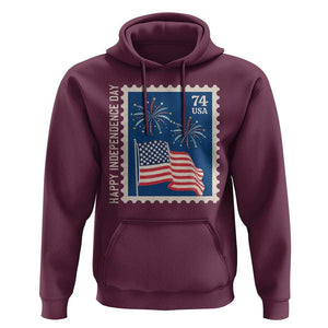 4th Of July Hoodie Happy Independence Day Stamp USA Flag TS11 Maroon Print Your Wear