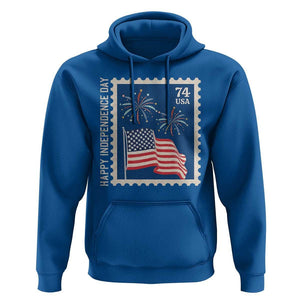 4th Of July Hoodie Happy Independence Day Stamp USA Flag TS11 Royal Blue Print Your Wear