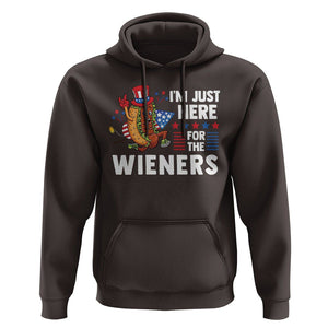 4th Of July Hoodie I'm Just Here For The Wieners Patriotic Hot Dog TS09 Dark Chocolate Print Your Wear