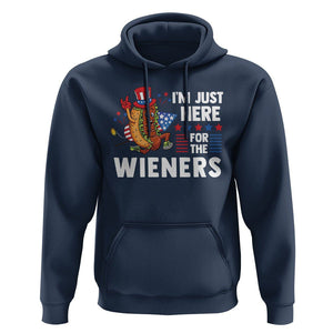 4th Of July Hoodie I'm Just Here For The Wieners Patriotic Hot Dog TS09 Navy Print Your Wear