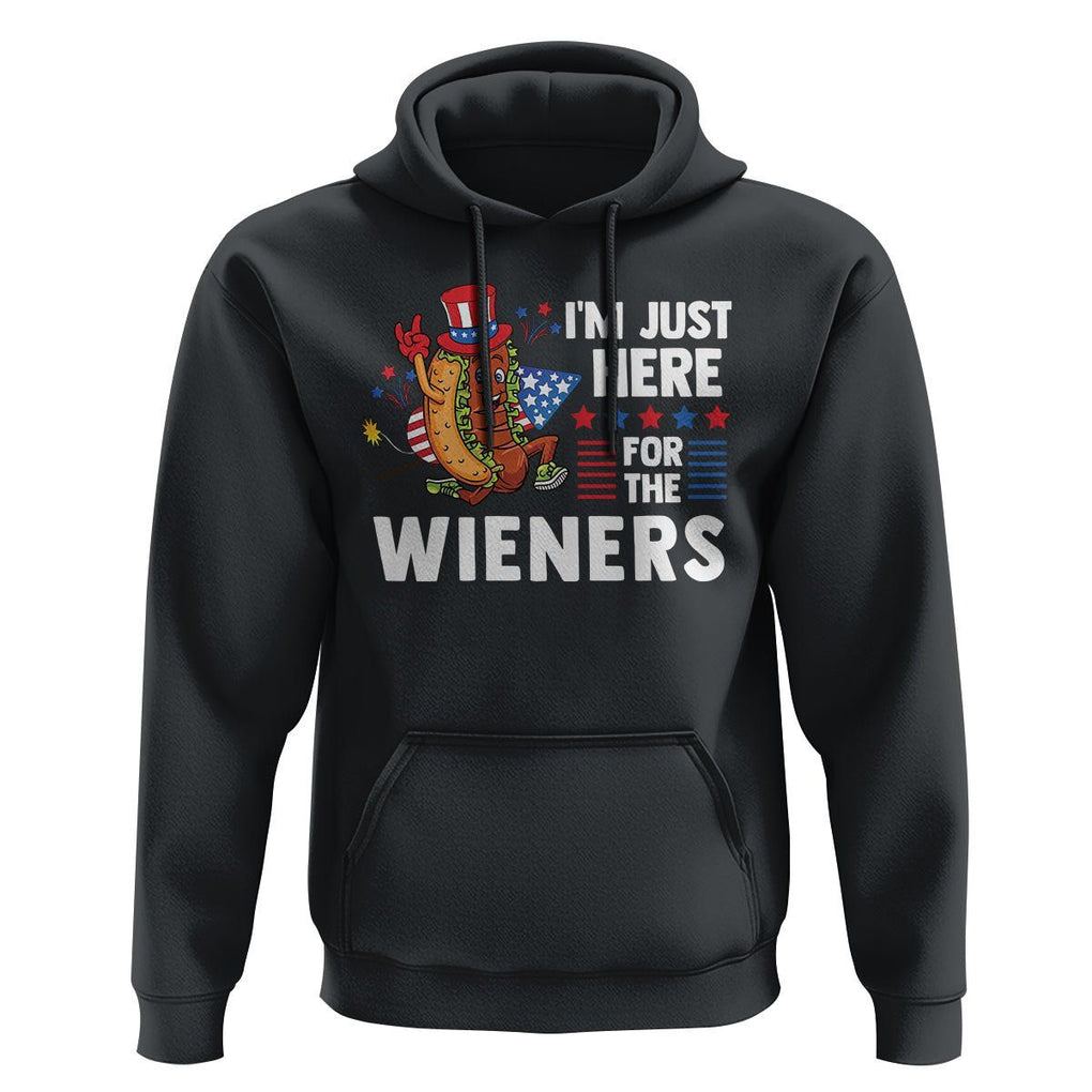 4th Of July Hoodie I'm Just Here For The Wieners Patriotic Hot Dog TS09 Black Print Your Wear