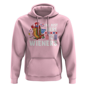 4th Of July Hoodie I'm Just Here For The Wieners Patriotic Hot Dog TS09 Light Pink Print Your Wear