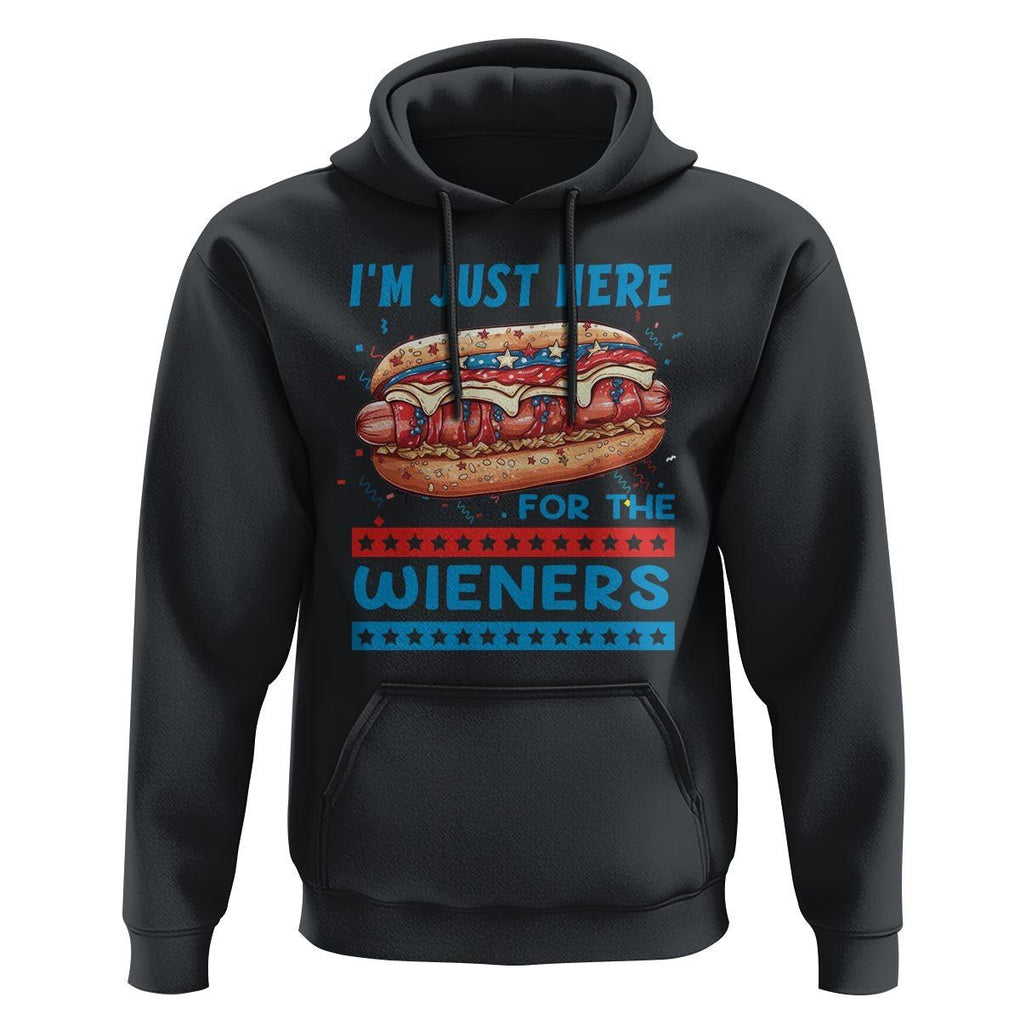 4th Of July Hoodie I'm Just Here For The Wieners Patriotic Hot Dog TS09 Black Print Your Wear