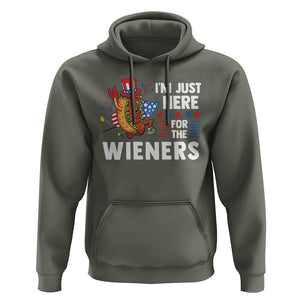 4th Of July Hoodie I'm Just Here For The Wieners Patriotic Hot Dog TS09 Military Green Print Your Wear