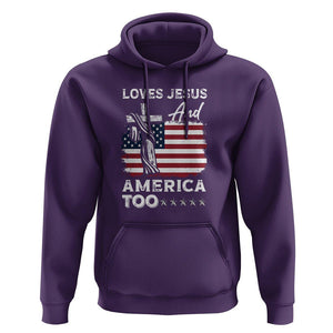 Patriotic Christian Hoodie Loves Jesus and America Too 4th Of July TS09 Purple Print Your Wear