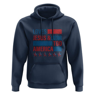 4th Of July Hoodie Loves Jesus and America Too TS09 Navy Print Your Wear