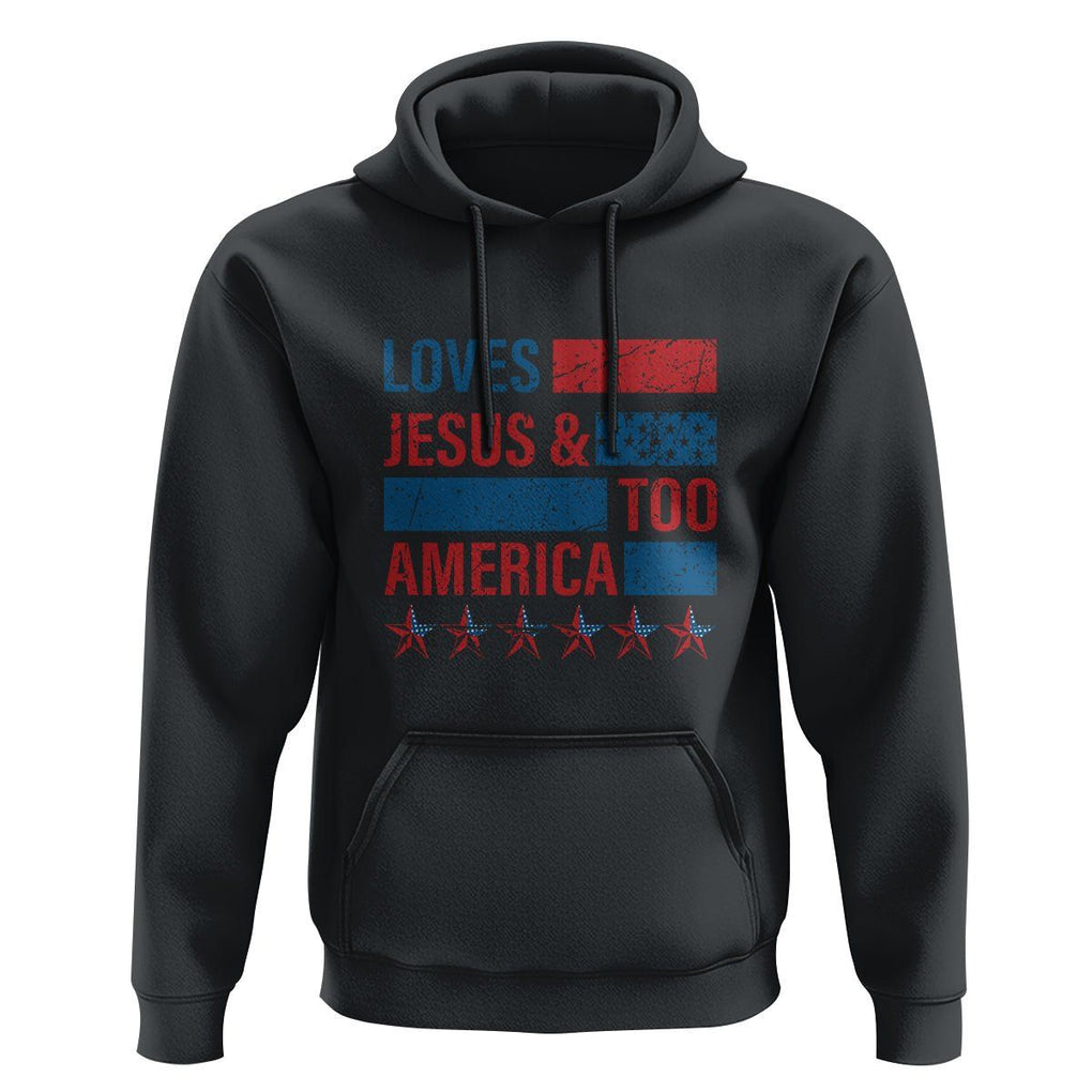 4th Of July Hoodie Loves Jesus and America Too TS09 Black Print Your Wear