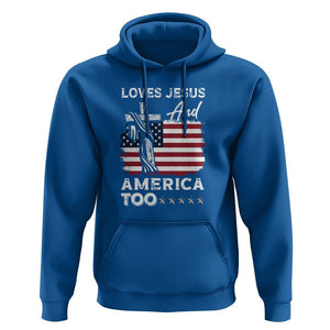 Patriotic Christian Hoodie Loves Jesus and America Too 4th Of July TS09 Royal Blue Print Your Wear