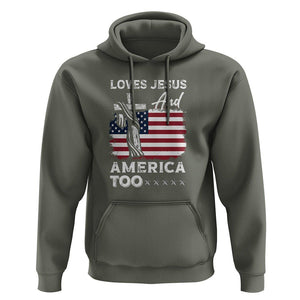 Patriotic Christian Hoodie Loves Jesus and America Too 4th Of July TS09 Military Green Print Your Wear