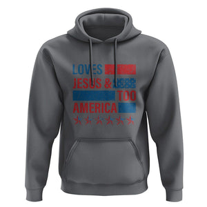 4th Of July Hoodie Loves Jesus and America Too TS09 Charcoal Print Your Wear