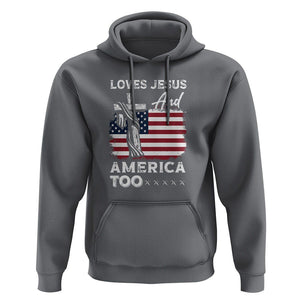 Patriotic Christian Hoodie Loves Jesus and America Too 4th Of July TS09 Charcoal Print Your Wear