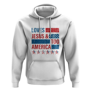 4th Of July Hoodie Loves Jesus and America Too TS09 White Print Your Wear