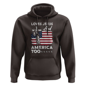 Patriotic Christian Hoodie Loves Jesus and America Too 4th Of July TS09 Dark Chocolate Print Your Wear