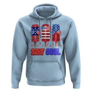 4th Of July Hoodie Stay Cool USA Flag Patriotic Ice Cream TS09 Light Blue Print Your Wear