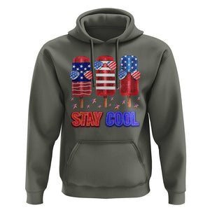 4th Of July Hoodie Stay Cool USA Flag Patriotic Ice Cream TS09 Military Green Print Your Wear