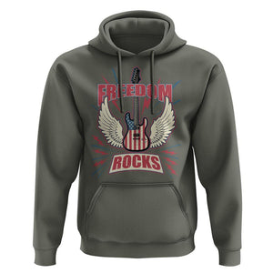 4th Of July Rock Lover Hoodie Freedom Rocks Patriotic Party TS09 Military Green Print Your Wear