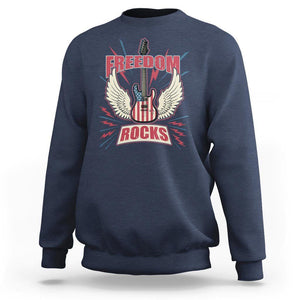 4th Of July Rock Lover Sweatshirt Freedom Rocks Patriotic Party TS09 Navy Print Your Wear