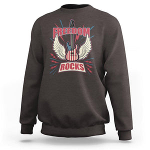 4th Of July Rock Lover Sweatshirt Freedom Rocks Patriotic Party TS09 Dark Chocolate Print Your Wear