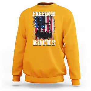 4th Of July Rock Lover Sweatshirt Freedom Rocks Patriotic Party TS09 Gold Print Your Wear