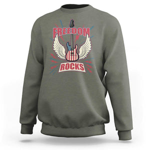 4th Of July Rock Lover Sweatshirt Freedom Rocks Patriotic Party TS09 Military Green Print Your Wear