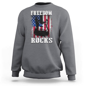 4th Of July Rock Lover Sweatshirt Freedom Rocks Patriotic Party TS09 Charcoal Print Your Wear