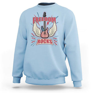 4th Of July Rock Lover Sweatshirt Freedom Rocks Patriotic Party TS09 Light Blue Print Your Wear