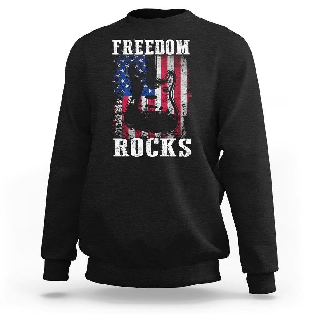 4th Of July Rock Lover Sweatshirt Freedom Rocks Patriotic Party TS09 Black Print Your Wear