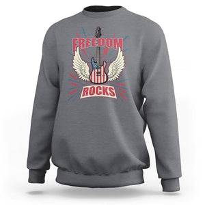 4th Of July Rock Lover Sweatshirt Freedom Rocks Patriotic Party TS09 Charcoal Print Your Wear