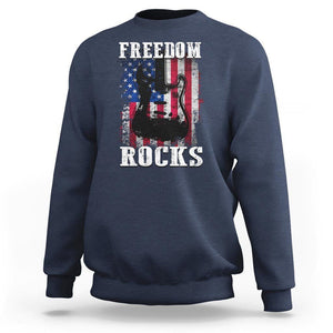 4th Of July Rock Lover Sweatshirt Freedom Rocks Patriotic Party TS09 Navy Print Your Wear