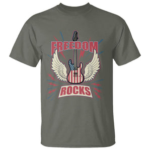 4th Of July Rock Lover T Shirt Freedom Rocks Patriotic Party TS09 Military Green Print Your Wear