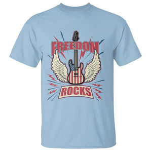 4th Of July Rock Lover T Shirt Freedom Rocks Patriotic Party TS09 Light Blue Print Your Wear