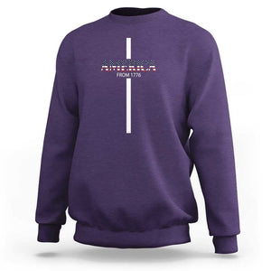 4th Of July Sweatshirt America From 1776 Christian Religious Faith Cross TS11 Purple Print Your Wear