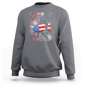 4th Of July Sweatshirt Bigfoot Fireworks Sasquatch American Flag TS09 Charcoal Print Your Wear