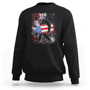 4th Of July Sweatshirt Bigfoot Fireworks Sasquatch American Flag TS09 Black Print Your Wear