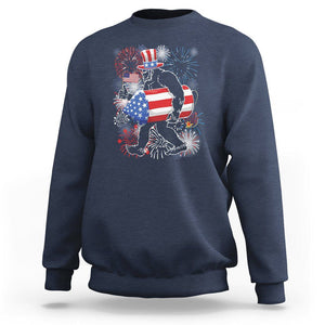 4th Of July Sweatshirt Bigfoot Fireworks Sasquatch American Flag TS09 Navy Print Your Wear