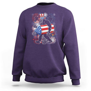 4th Of July Sweatshirt Bigfoot Fireworks Sasquatch American Flag TS09 Purple Print Your Wear