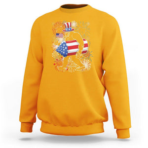 4th Of July Sweatshirt Bigfoot Fireworks Sasquatch American Flag TS09 Gold Print Your Wear