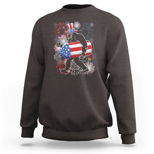 4th Of July Sweatshirt Bigfoot Fireworks Sasquatch American Flag TS09 Dark Chocolate Print Your Wear