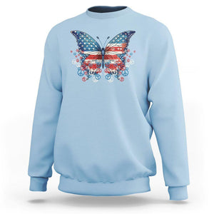 4th Of July Sweatshirt Butterfly Patriotic Peace Signs TS09 Light Blue Print Your Wear